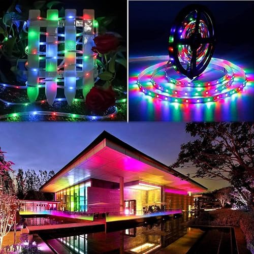 Solarna taśma świetlna LED na zewnątrz, wodoodporna, 10 m, 600 LED, elastyczna osłona, lina, łańcuch świetlny, 8 trybów, z pilotem czasowym, do ogrodu, na choinkę, Boże Narodzenie, święta, przyjęcie,