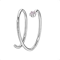 Vista 5 de Aro de nariz doble de 0.78 oz y 0.394 pulgadas para un solo piercing, acero quirúrgico plateado en espiral para mujeres y hombres, piedra natal
