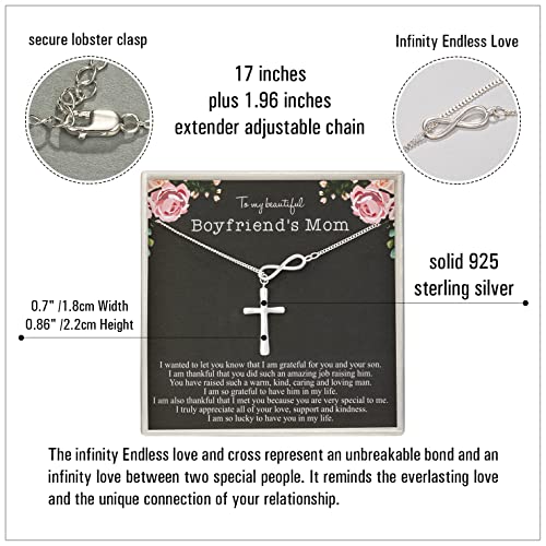 RareLove To My Boyfriends Mom Necklace,925 Sterling Silver Infinity Cross Necklace for Women,Boyfriends Mom Christmas Gifts,Future Mother in law Gifts2