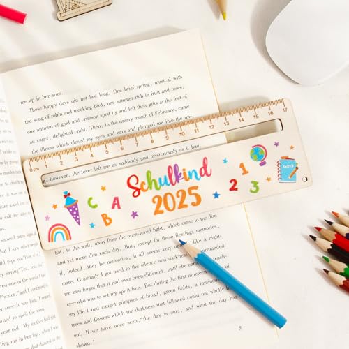 BOFUNX Lesehilfe Kinder 1 Klasse Lesehilfe 2025 Schulkind Personalisiert Holz Lesezeichen Leselineal zur Einschulung Kinder Schulanfang Geschenkidee Schultüten Füllung