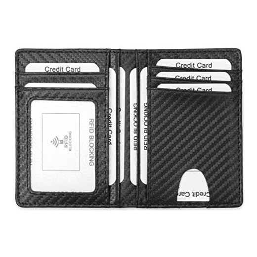 Dorras Slim Wallet Minimalist Front Pocket RFID Blocking Bifold Wallets, Credit Card Holder With ID Window - Black