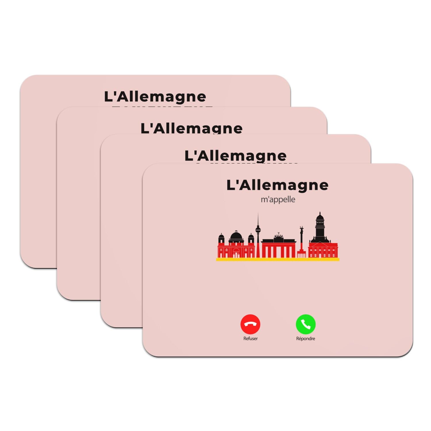 Sets de table en caoutchouc rose Allemagne Berlin grand format x4