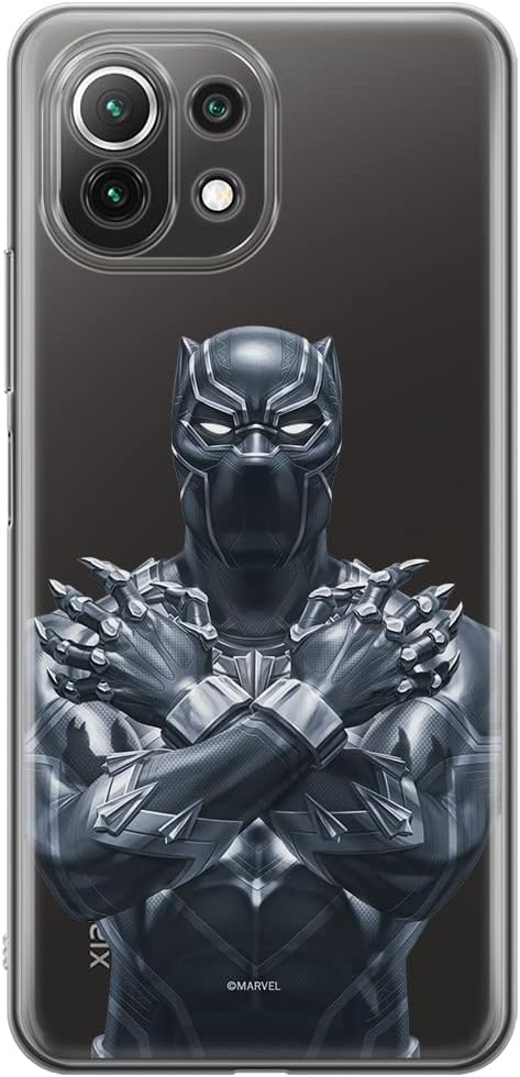 ERT GROUP Mobile Phone case for Xiaomi MI 11 LITE 4G / MI 11 LITE 5G / 11 LITE 5G NE Original and Officially Licensed Marvel Pattern Black Panther 012, Partially Transparent