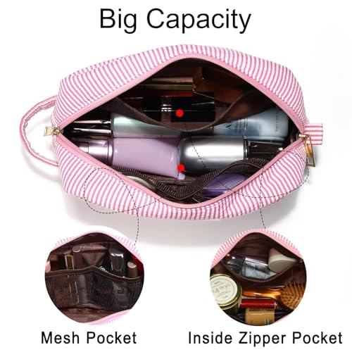 YOOLIFE Birthday Gifts for Women Teen Girls Daughter Sister Friend, Initial Makeup Bag Toiletry Bag Cosmetic Bag, Pink A4