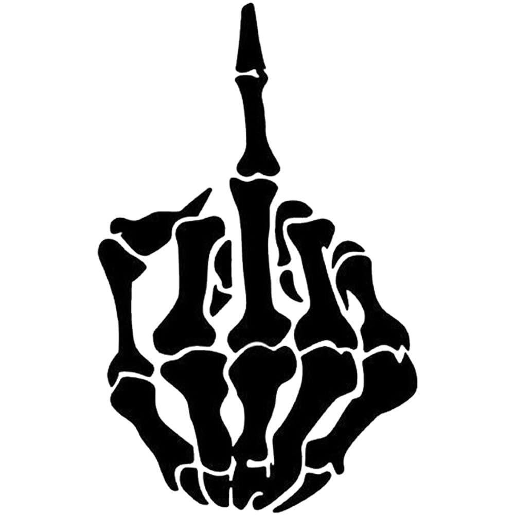 Wudaizhi Black Skull Skeleton Bone Middle Finger Flipping Off Car Decal Sticker For Cars Trucks Walls Laptop