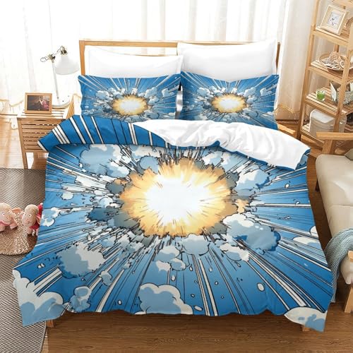 Parure de lit explosion BD anti-tache avec fermeture éclair lit single
