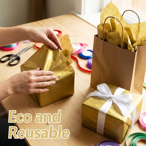 Image of Bobobag 100 Sheets Gold Tissue Paper,14 inchX20 inch Metallic Tissue Paper for Gift Bags, Birthday Anniversary Christmas Tissue Gift Wrapping, Holiday Decoration & Arts Craft
