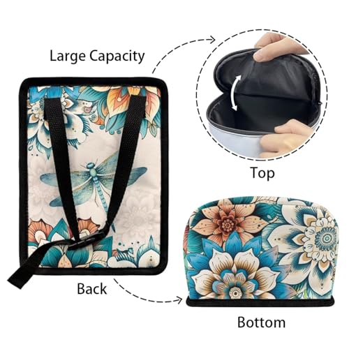 Image of Bohemian Flower Dragonfly Car Trash Bin with Lid,Leak-Proof Car Organizer, Waterproof Car Garbage Can for Vehicle /Home /Office