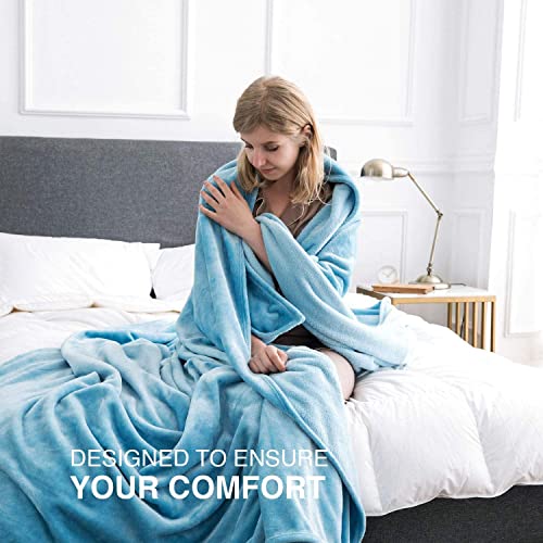 Image of Cotton Bolls Textiles Super-Soft Mid Winter Fleece Double Blanket Cozy Heaven Deluxe Fleece Blanket Ultra-Soft Fluffy & Warm, 90 X 90 Inches (Aqua)