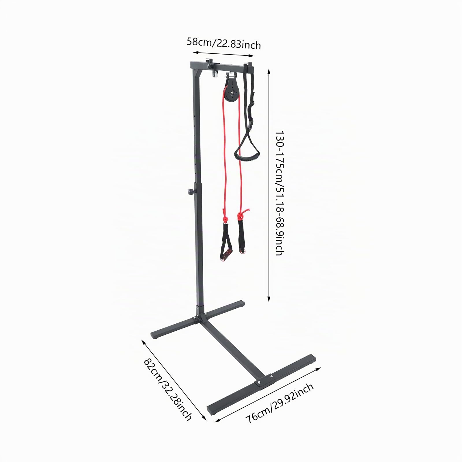 Elevador de cama de acero ajustable en altura ajustable, ayuda para dominadas de movilidad con mango trapezoidal, ayuda de elevación para ancianos y pacientes, hasta 100 kg (negro)