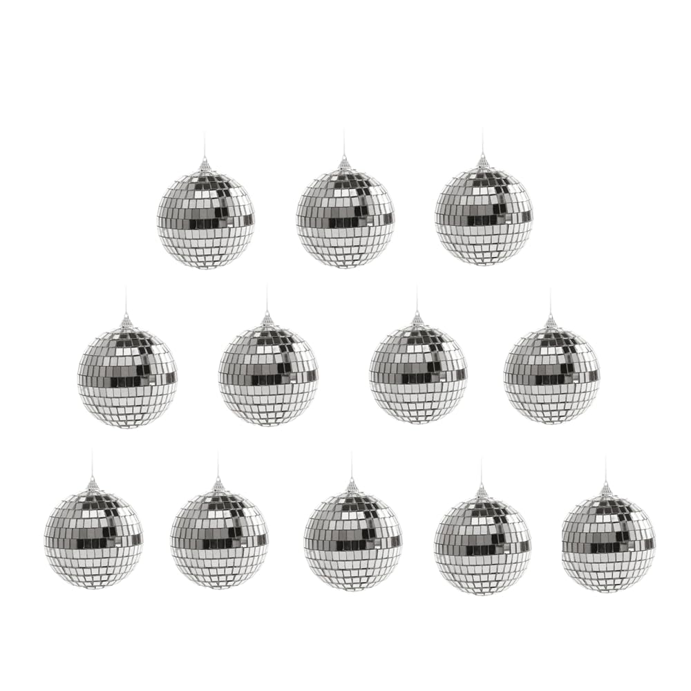12PCS Disco Ball Cake Decoration Ornaments 2 Inch Mirror Disco Ball Decorations 70s Disco Themed Party Decoration Christmas Tree Decoration (2in)