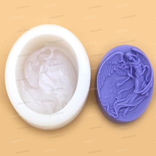 Miniatura 6 de GRAINRAIN Artcraft 12002 - Moldes de jabón ovalados de silicona para hacer velas de hadas, para proceso frío, derretido y vertido