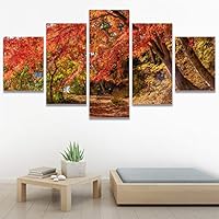 SIGNWIN 5 Panel Canvas Wall Art Modern Art Expressive Forest Multicolor Photography Romantics Scenic for Home Decorations Ready to Hang - 60