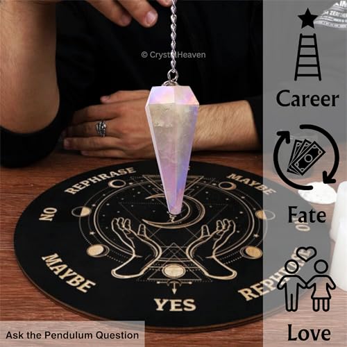 Image of Certified Angel Aura Rose Quartz Pendulum Dowsing Tool - Natural Crystal Pendulum for Spiritual Guidance - Premium Dowser Pendulum for Accurate Divination and Energy Healing - Perfect for Energy Healing and Chakra Balancing - Handcrafted with Precision and Elegance