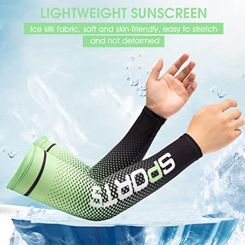 Image of Zibuyu Sun Protection Arm Sleeves for Men, Stylish Combo Bandana Biker Arm Sleeves for Men & Women, UPF 50 Hand Cover for Cycling, Basketball, Football, Golf, Cricket, Outdoor Sports
