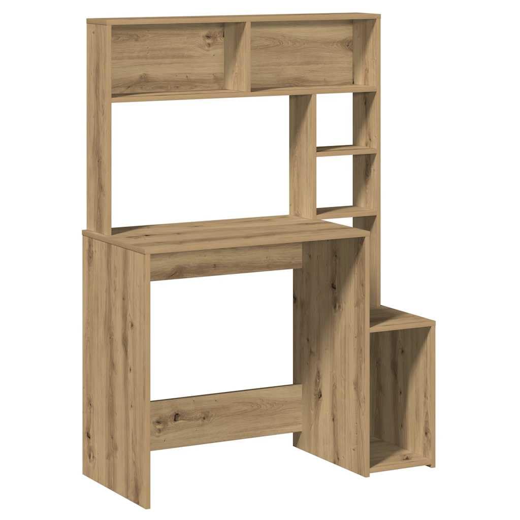 vidaXL Desk with Shelves Artisan Oak 100x45x140 cm Engineered Wood, office desk, study desk, standing desk, computer desk, writing desk