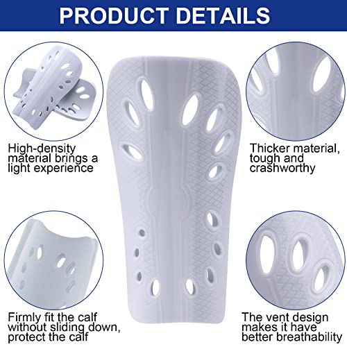 ANCIRS 2 Pairs Soccer Shin Guards for Young Kids Adults, Breathable Shin Guard Sleeves for Boy & Girl Football Games, Protective EVA Cushion for Youth Men & Women- White & Red