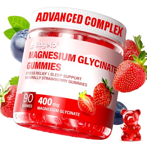 Magnesium Glycinate Supplement Gummies (90 count (Pack of 1), Strawberry)