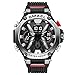 KXAITO Men's Watches Sports Outdoor Waterproof Military Watch Date Multi Function Tactics LED Face Alarm Stopwatch for Men (8087 Black Silver)