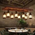 iMeshbean Rustic Chandelier Farmhouse Rustic Light Fixtures for Dining Room Kitchen Island, Industrial Wooden Hanging Lights Ceiling Light Fixture for Game Room Bar Coffee Pool Table (8-Light)