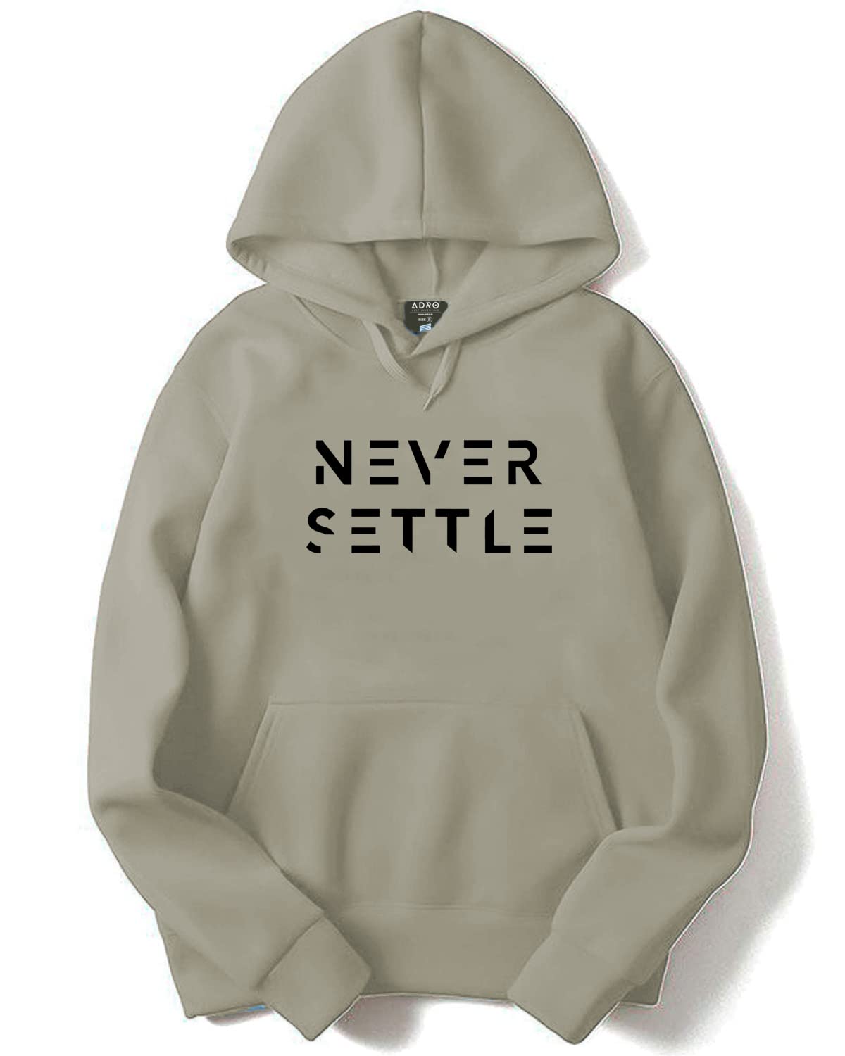 ADRO Men's Cotton Neck Hooded Sweatshirt (H22-M-SET-CH_Beige_L)