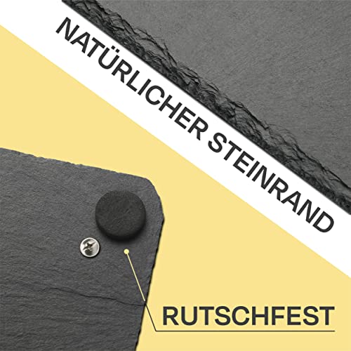 Praknu Schiefer Servierplatte mit Griff - 50 x 15cm Groß - Ideal zum Servieren - Rutschfest - Echter Naturschiefer Lang XXL - Rutschfest