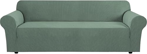 H.VERSAILTEX Fundas elásticas para sofá de 3 cojines, fundas de sofá para sala de estar, con tela jacquard gruesa a cuadros con parte inferior