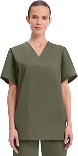 Cherokee Scrubs for Women and Men Unisex V-Neck Nursing Scrub Top with 3 Pockets, Side Vents & Easy Care Fabric - 4876