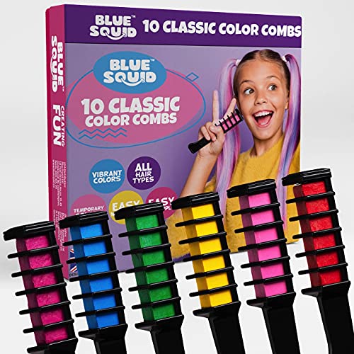 Blue Squid Hair Chalk For Girls – Hair Color Combs, Vibrant Temporary Hair Color For Kids, Washable Hair Dye, Teenage Girls Gifts Ideas, Perfect 6 7 8 9 10 11 12 Girl Gifts #TOP20