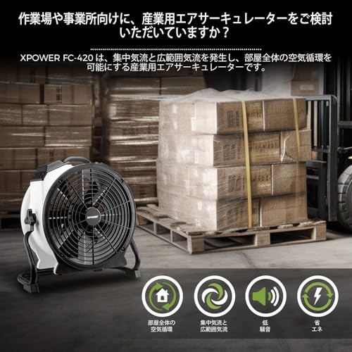 XPOWER FC-420 ホワイト18インチ内蔵密閉型モーター多機能プロフェッショナル空気循環ファン の商品画像 1