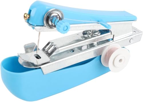 Miniatura 4 de Máquina de coser portátil de acero inoxidable para costura rápida Práctica mini máquina de coser azul para viajes domésticos