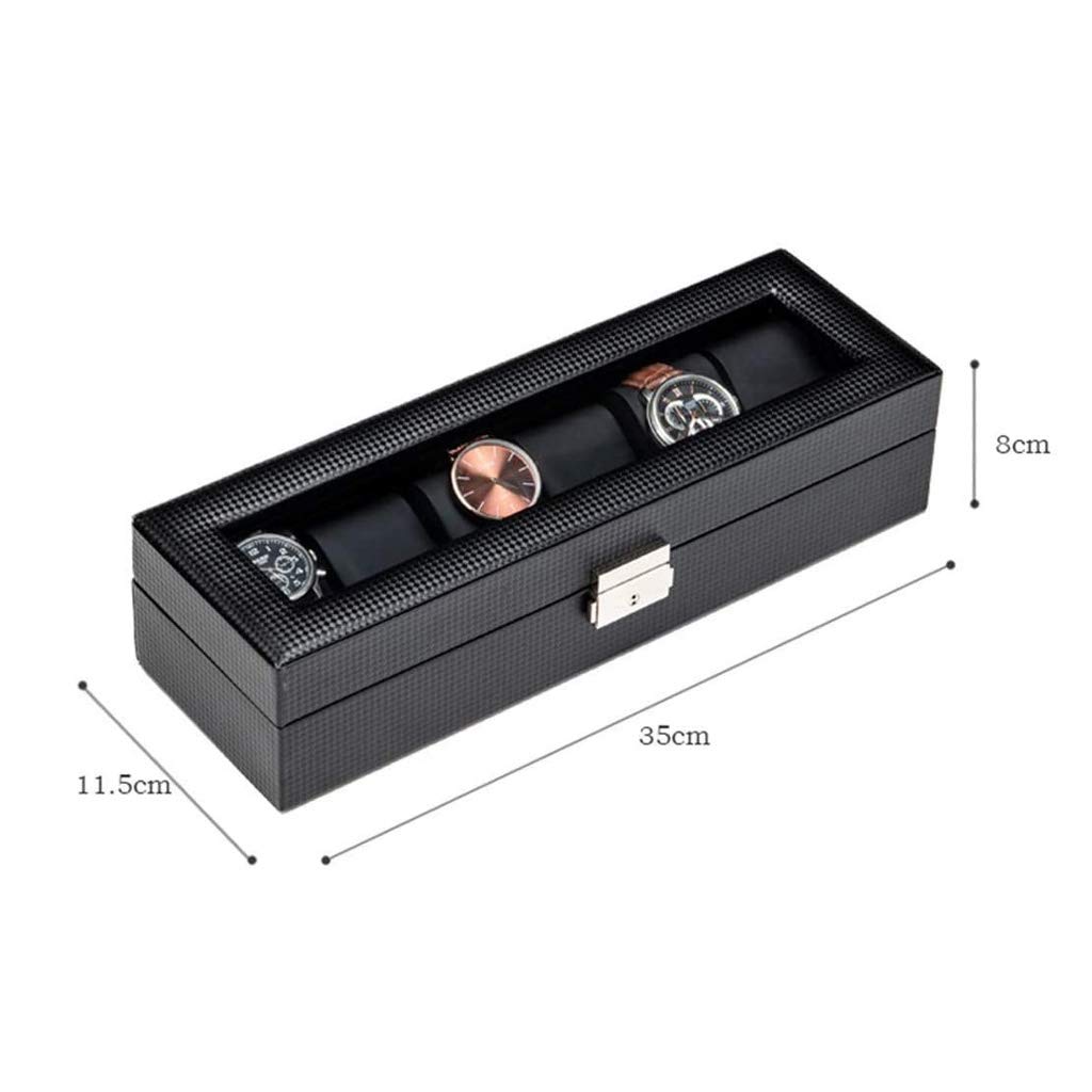 XBTGS Caja de almacenamiento de joyas, organizador de relojes, caja de almacenamiento de 6 ranuras, regalos de cumpleaños para hombres y mujeres,