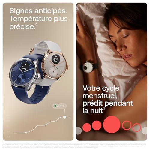 WITHINGS ScanWatch 2 - Montre connectée de santé pour femmes et hommes, ECG, SpO2, température, suivi du sommeil, santé respiratoire, étanche, batterie 30 jours, Android et iOS
