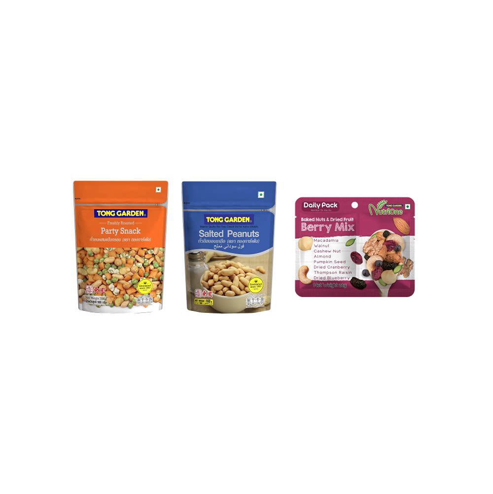 Tong Garden Imported Combo(450G Party Snacks 1pc, 150g Salted Peanuts 1pc, 28g Berry Mix 1pc)…