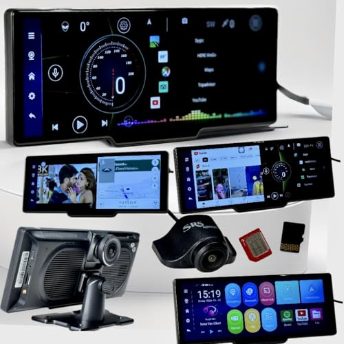 Image of F+R 4G Dash Cam Android 8GB RAM ADAS CarPlay Loop Record Live Park Monitor GPS Tracking Live Video BT 5G WiFi Hotspot MicroSD SIM Reverse Parking Map App PlayStore Split Screen S13Ultra