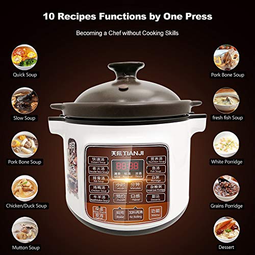 TIANJI DGD40-40LD Electric Stew Pot, 4L Full-automatic Slow Cooker, Ceramic Inner Pot, 120V, 600W,3~6 people - Image 6