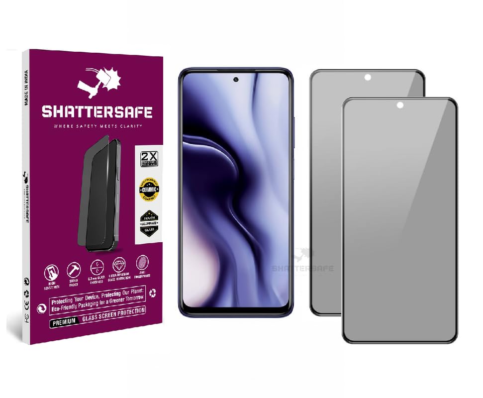 Image of Anti-Spy Privacy Tempered Glass Compatible For Redmi 10i / 10T 5G / 10T Pro 5G / 11X / 11X Pro / 11i / 11T [Pack of 2]. Anti-Scratch, Edge-to-Edge Protection With Easy Installation Kit.