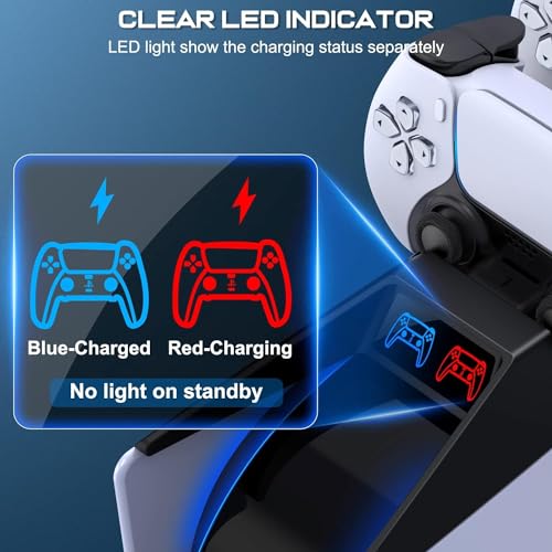 Image of Ant Esports PS5 Controller Charging Station Dual Sense Fast Charging Dock for PS5 Controllers, LED Indicator, Dual Controller Charger Stand, Safe & Compact - Black
