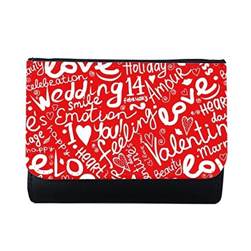 DIYthinker Women's Valentine's Day Love Marriage Celebration Smile Emotion Feeling Amour Beauty Heart Kiss I Love You Passion Illustration Pattern Multi-Function Faux Leather Wallet Card Purse