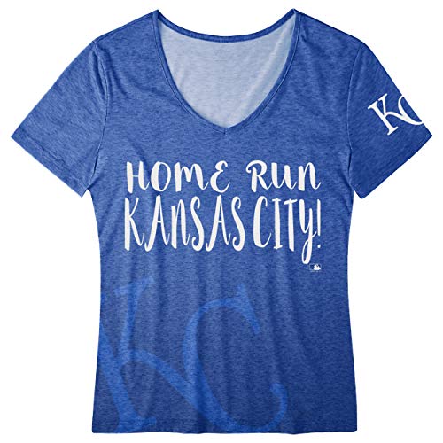 FOCO MLB Women's MLB Women's Home Run V-Neck T-Shirt, Kansas City Royals, Small