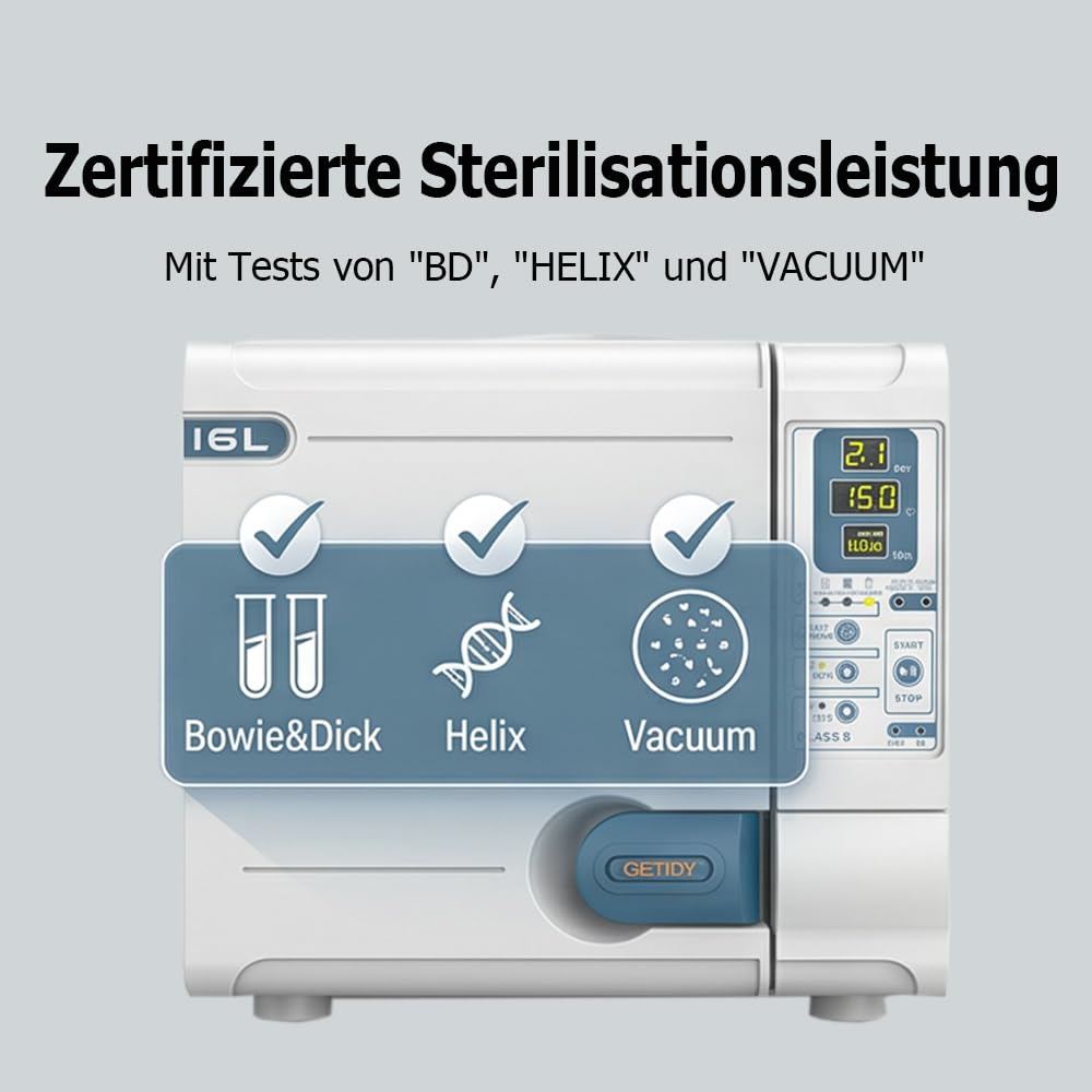 16L/18L/23L Digitale Anzeige Klasse B Autoklav Vakuumdampfsterilisator Hochtemperatur Tischplatte Laborausrüstung (16L)