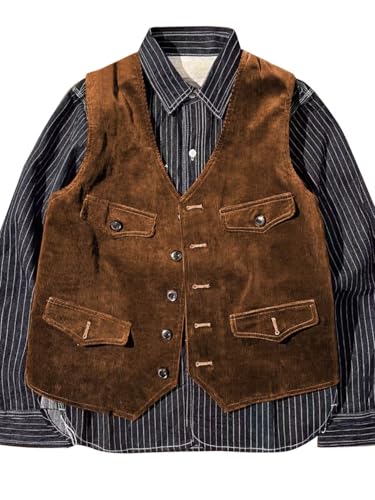 Men’s Vintage Corduroy Vest Slim Fit Casual Business Sleeveless Jackets Western Cowboy Waistcoat2