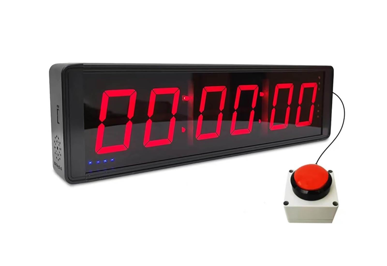 6-Digit Competition Timer with Stopwatch Button, Interval Timer for Fitness Training, Digital LED Wall Clock, Ideal for Gym, Games, Speed Races