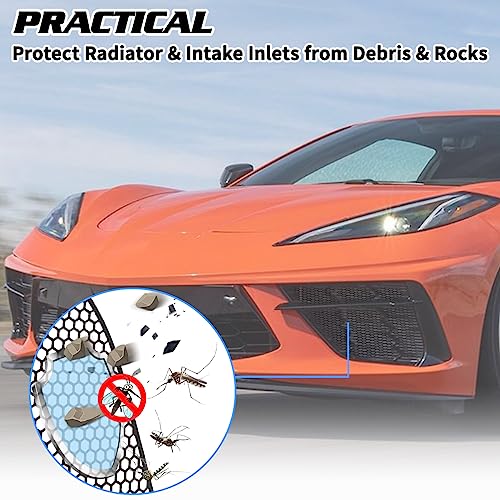 Urlwall Upgraded Front Radiator Guards Grille For Corvette C8 2020-2022, Oem Style Grille Vents Insert Mesh Set, Auto Body Bumper Front Outer Grill Replacement, Instruction Manual Included #TOP2