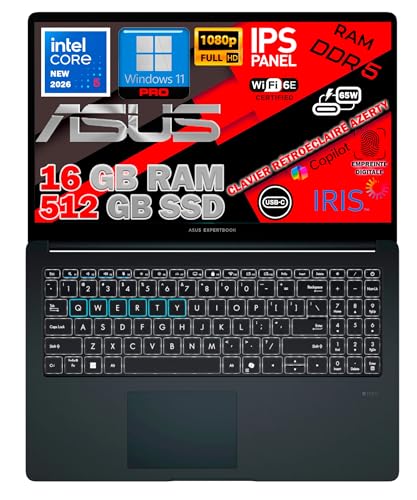ASUS ExpertBook PC portable 15,6" FHD IPS Core 5 120U 16Go DDR5 512Go - photo 4