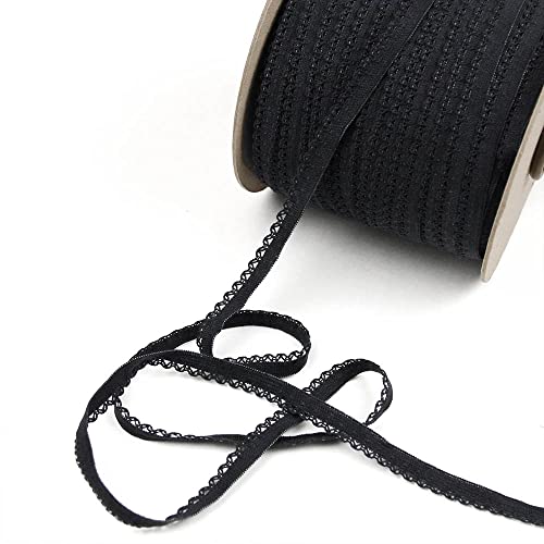 5 Yards of Rita Sweet Picot Lingerie Elastic, Off-Black, Made in Italy