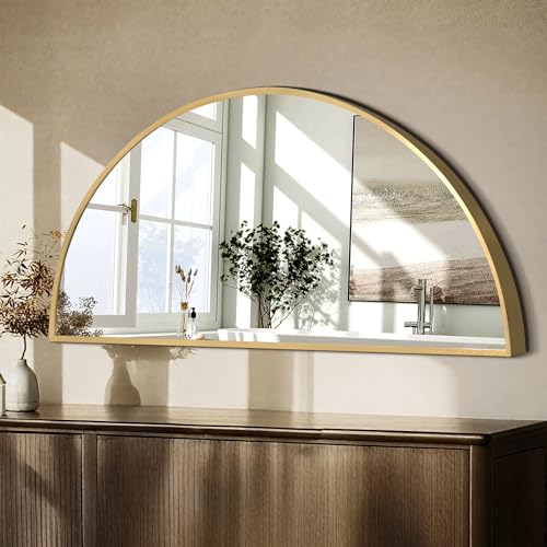Dorlicecass Gold Half Circle Mirror- Half Moon Mirror Metal Frame DIY for Bathroom Bedroom Living Room Cloakroom Entryway Home Decor x1