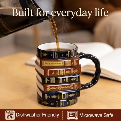 3D Book Mug – Stacked Books Mug, Book Lovers Gift for Readers & Librarians - Image 4