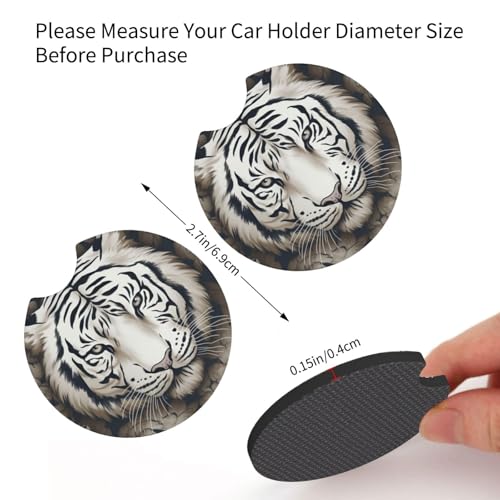 Portavasos para carro con diseño Tigre blanco 2 pcs miniatura 2