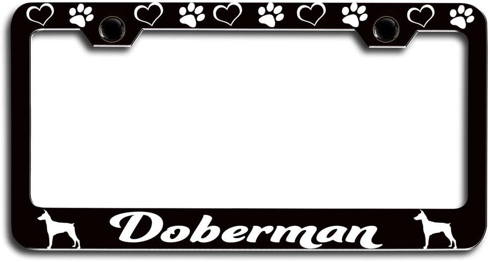 Lovable Petz - Doberman Dogs Pets Bl Steel License Plate Frame, License Tag Holder